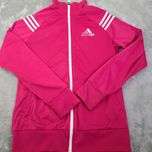 adidas Jackets & Blazers - Adidas Jacket Women Medium Pink Climalite Windbreaker Full Zip Long Sleeves M